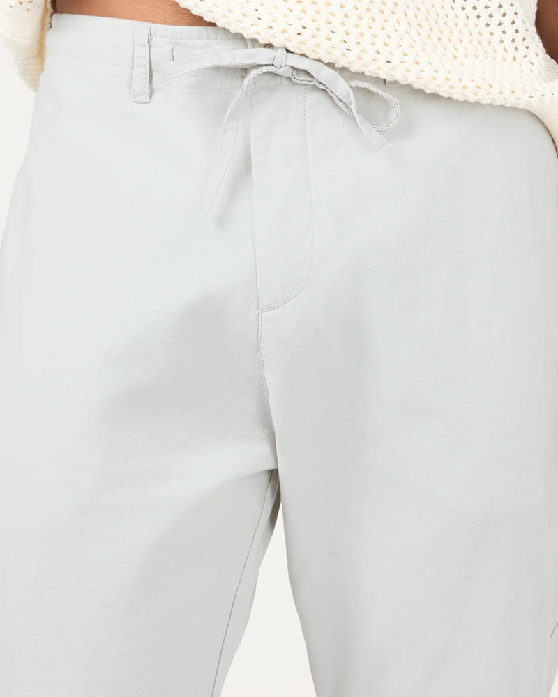 Bewakoof  Men's Light Grey Cotton Linen Pants for Men | Best Price UAE